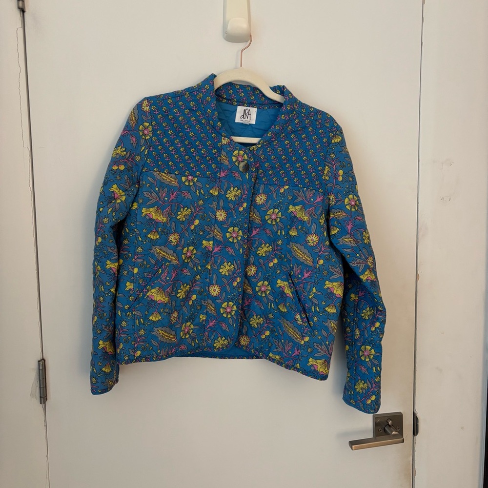 Anthropologie dRA Quilted Jacket S Floral Print 100% Cotton Button Up Cottage